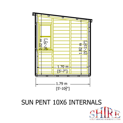 Shire Sun 10 x 6ft Pent Potting Shed