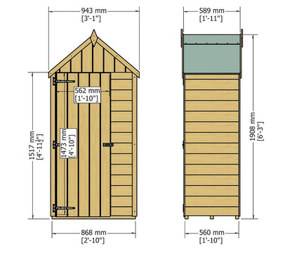Shire 3 x 2ft Overlap Tool Shed