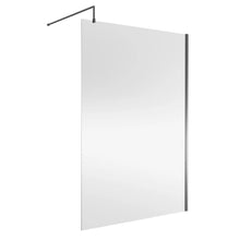 Nui Wetroom Screen 1400x1850x8mm - Brushed Pewter Contemporary Aluminium 1850x1398x14mm