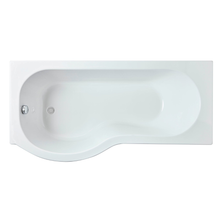 Nui Shower Baths 1600mm Left Hand P-shaped Bath Contemporary White Acrylic 410x850x410mm
