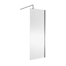 Nui Wetroom Screen 800x1850x8mm - Brushed Pewter Contemporary Aluminium 1850x798x14mm