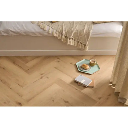 Woodpecker Craft Camel Oak Herringbone Stratex Wood Flooring With Built In Underlay (1.44m2)