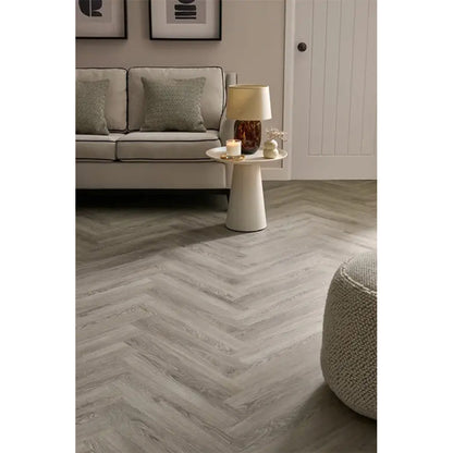 Woodpecker Craft Rain Oak Herringbone Stratex Wood Flooring With Built In Underlay (1.44m2)