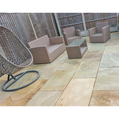 Ancient Mint Indian 22mm Sandstone Paving Slabs - Riven - JJ Building Materials