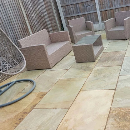 Ancient Mint Indian 22mm Sandstone Paving Slabs - Riven