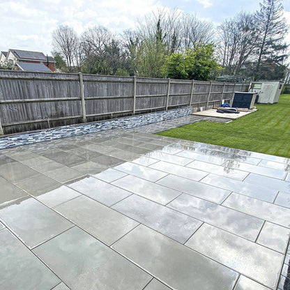 Aravalli Grey Indian 20mm Sandstone Paving Slabs - Sawn & Honed - JJ Building Materials