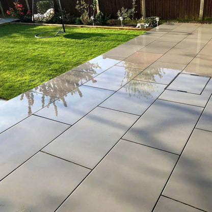 Aravalli Grey Indian 20mm Sandstone Paving Slabs - Sawn & Honed - JJ Building Materials