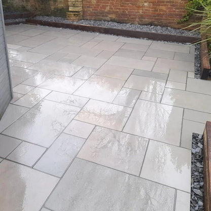 Aravalli Grey Indian 20mm Sandstone Paving Slabs - Sawn & Honed - Patio Kit - JJ Building Materials