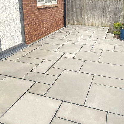 Aravalli Grey Indian 20mm Sandstone Paving Slabs - Sawn & Honed - Patio Kit - JJ Building Materials