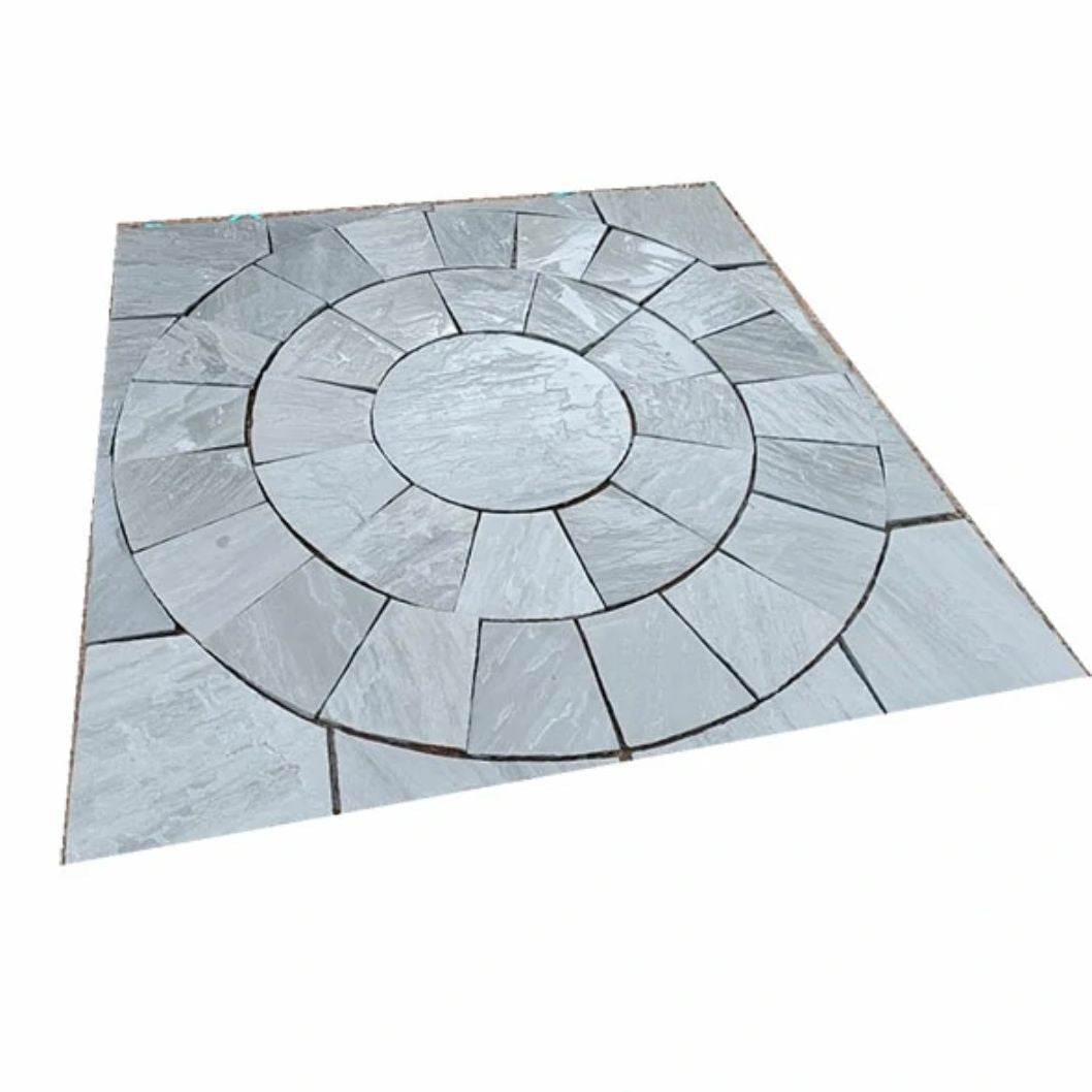 Aravalli Grey Indian 22mm Sandstone Circle Kit - Riven - JJ Building Materials