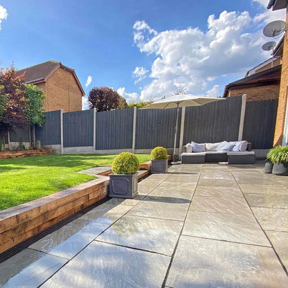 Aravalli Grey Indian 22mm Sandstone Paving Slabs - Riven - JJ Building Materials
