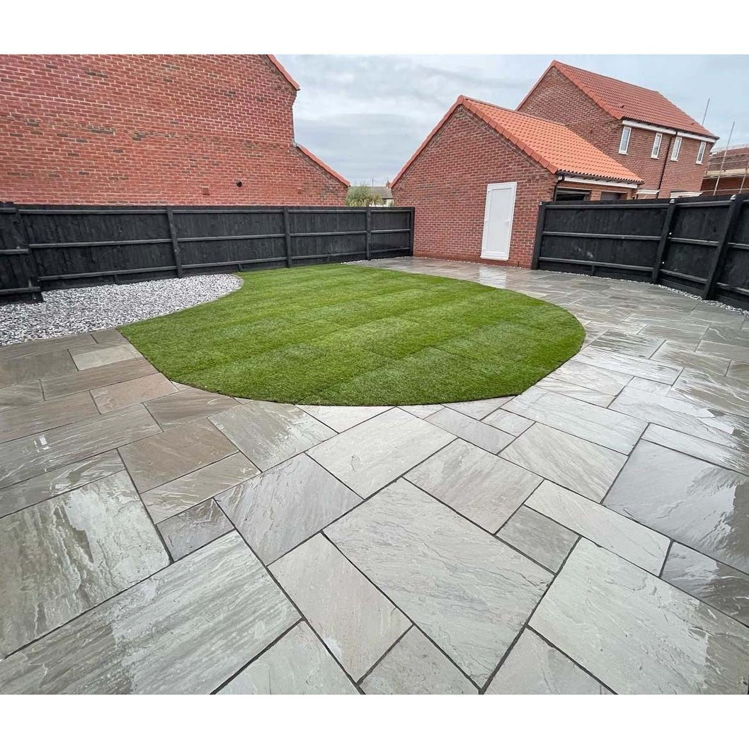 Aravalli Grey Indian 22mm Sandstone Paving Slabs - Riven - Patio Kit - JJ Building Materials
