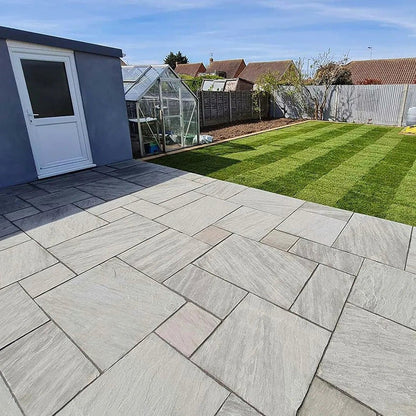 Aravalli Grey Indian 22mm Sandstone Paving Slabs - Riven - Patio Kit - JJ Building Materials