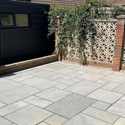 Aravalli Grey Indian 22mm Sandstone Paving Slabs - Riven - Patio Kit - JJ Building Materials