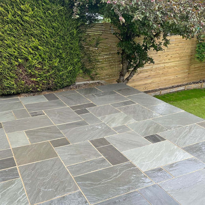 Aravalli Grey Indian 22mm Sandstone Paving Slabs - Riven - Patio Kit - JJ Building Materials