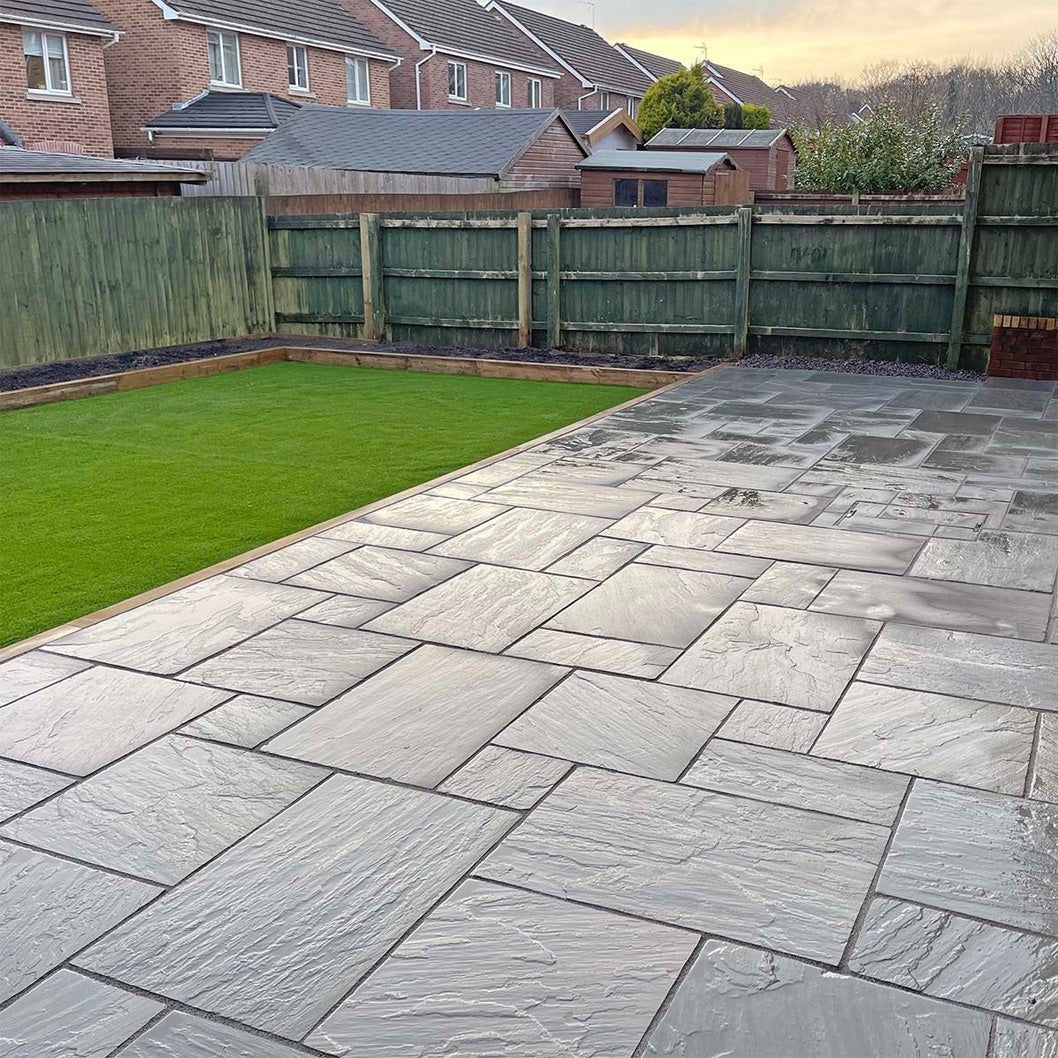 Aravalli Grey Indian 22mm Sandstone Paving Slabs - Riven - Patio Kit - JJ Building Materials