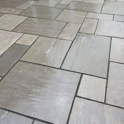 Aravalli Grey Indian 22mm Sandstone Paving Slabs - Riven - Patio Kit - JJ Building Materials