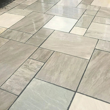 Aravalli Grey Indian 22mm Sandstone Paving Slabs - Riven - Patio Kit - JJ Building Materials