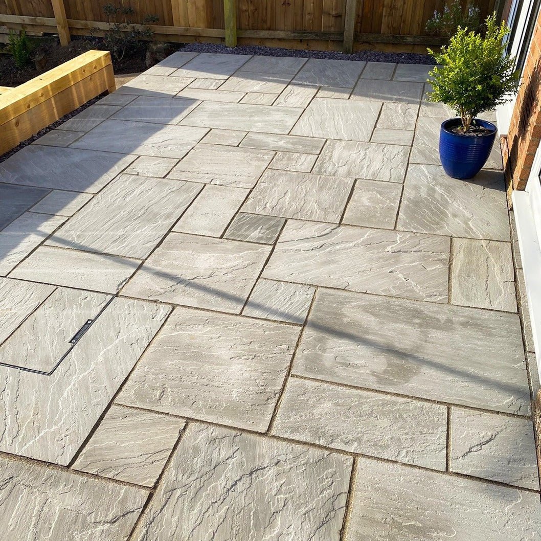 Aravalli Grey Indian 22mm Sandstone Paving Slabs - Riven - Patio Kit - JJ Building Materials
