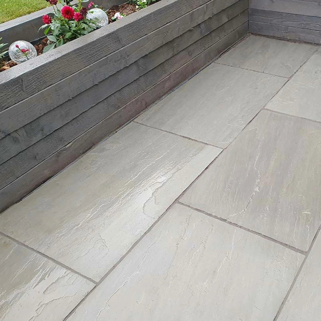 Aravalli Grey Indian 22mm Sandstone Paving Slabs - Tumbled - JJ Building Materials