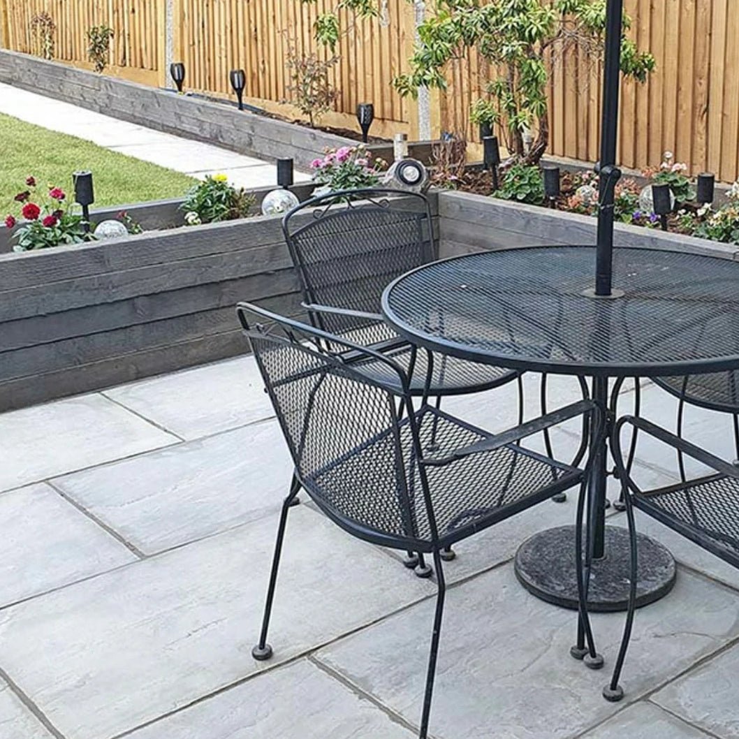 Aravalli Grey Indian 22mm Sandstone Paving Slabs - Tumbled - JJ Building Materials
