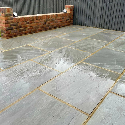 Aravalli Grey Indian 22mm Sandstone Paving Slabs - Tumbled - JJ Building Materials