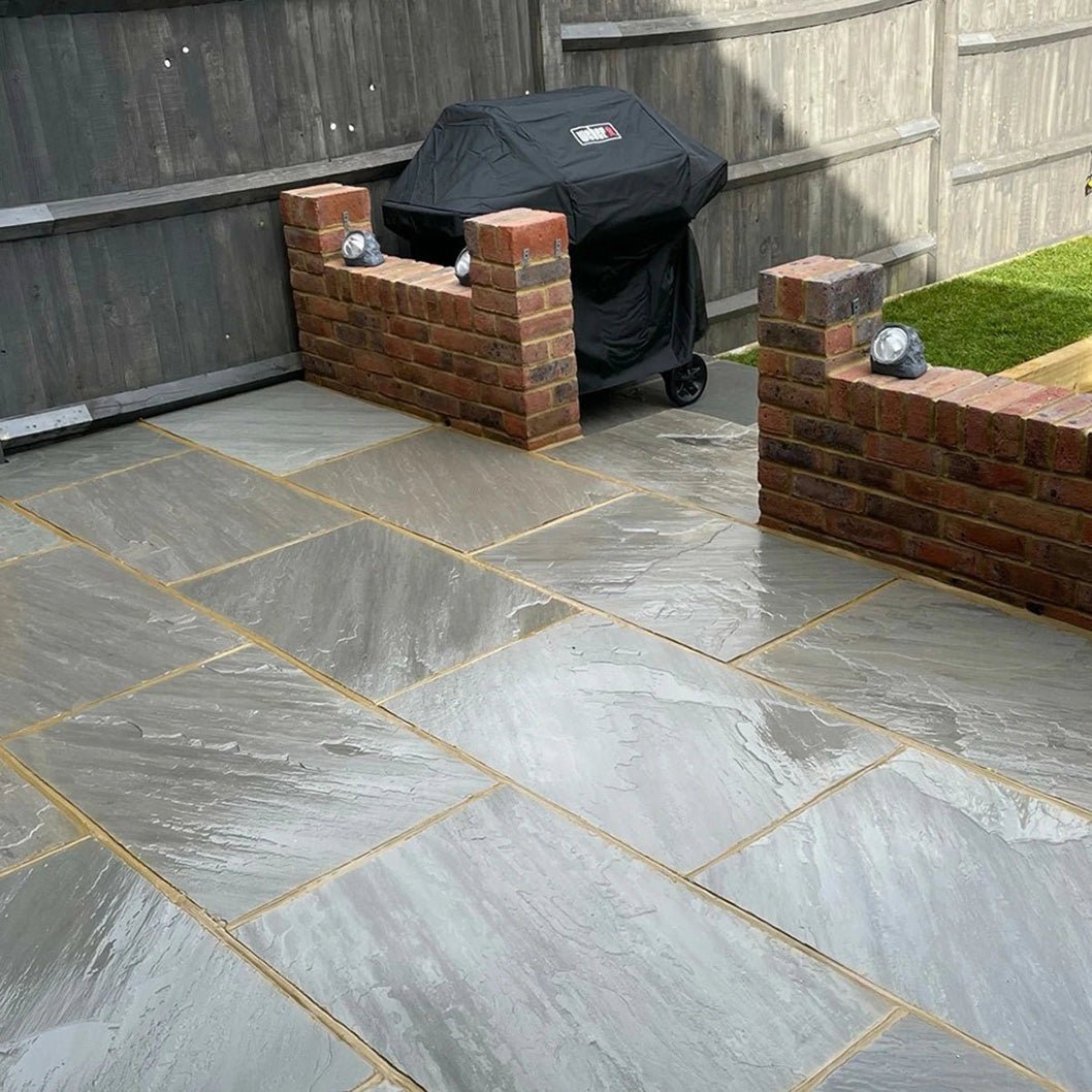 Aravalli Grey Indian 22mm Sandstone Paving Slabs - Tumbled - JJ Building Materials