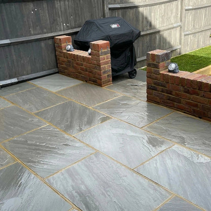 Aravalli Grey Indian 22mm Sandstone Paving Slabs - Tumbled - JJ Building Materials