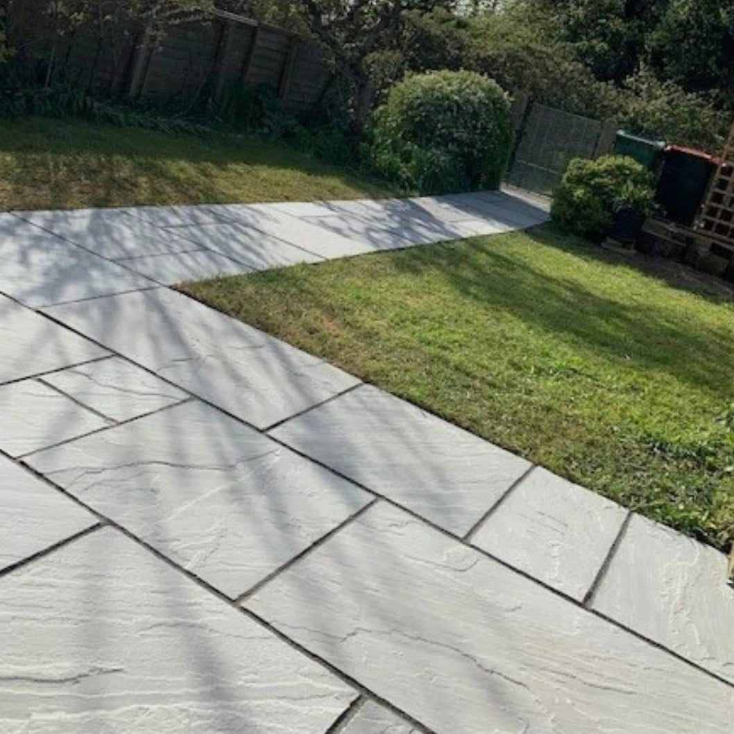 Aravalli Grey Indian 22mm Sandstone Paving Slabs - Tumbled - JJ Building Materials