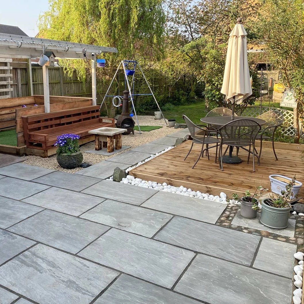 Aravalli Grey Indian 22mm Sandstone Paving Slabs - Tumbled - JJ Building Materials