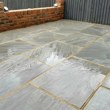 Aravalli Grey Indian 22mm Sandstone Paving Slabs - Tumbled - JJ Building Materials