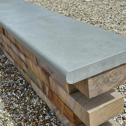 Aravalli Grey Indian 40mm Sandstone - Bullnose Coping Stones - Sawn & Honed - 600x300mm - JJ Building Materials