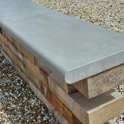 Aravalli Grey Indian 40mm Sandstone - Sawn & Honed - Bullnose Steps - 900x400mm - JJ Building Materials