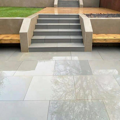 Aravalli Grey Indian 40mm Sandstone - Sawn & Honed - Bullnose Steps - 900x400mm - JJ Building Materials