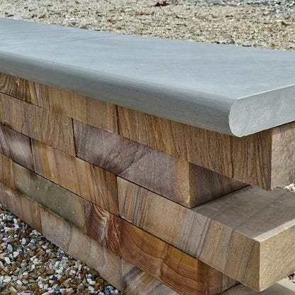 Aravalli Grey Indian 40mm Sandstone - Sawn & Honed - Bullnose Steps - 900x400mm - JJ Building Materials
