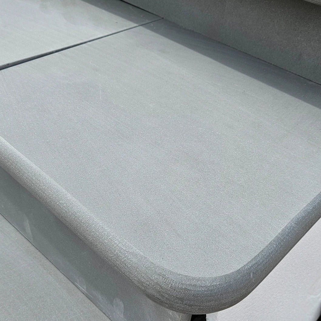 Aravalli Grey Indian Sandstone - Bullnose Step Corners - Sawn & Honed - 400x400mm - 40mm - JJ Building Materials