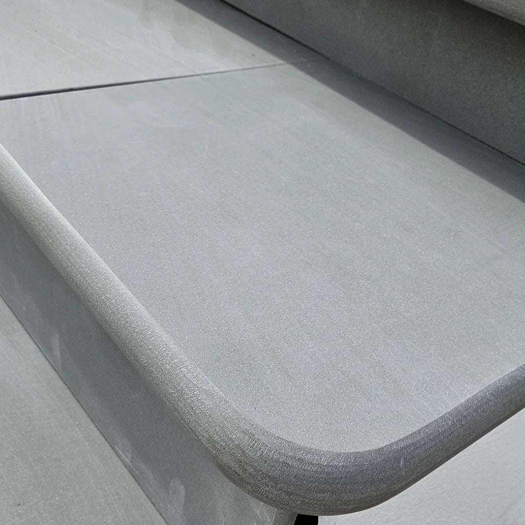 Aravalli Grey Indian Sandstone - Bullnose Step Corners - Sawn & Honed - 400x400mm - 40mm - JJ Building Materials