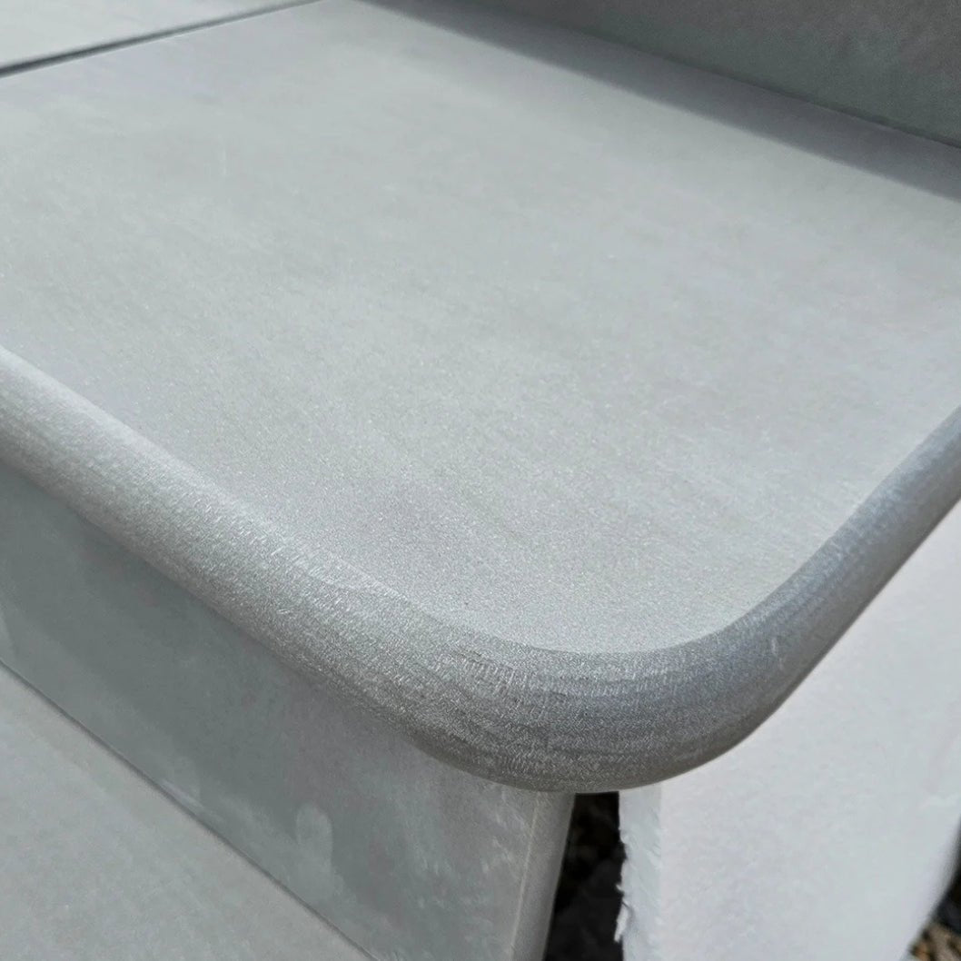Aravalli Grey Indian Sandstone - Bullnose Step Corners - Sawn & Honed - 400x400mm - 40mm - JJ Building Materials