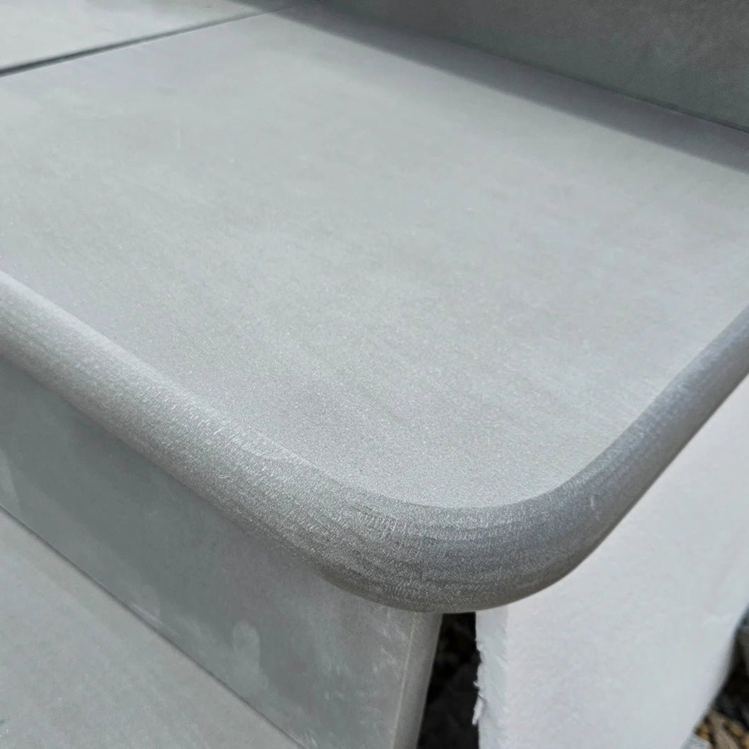 Aravalli Grey Indian Sandstone - Bullnose Step Corners - Sawn & Honed - 400x400mm - 40mm - JJ Building Materials