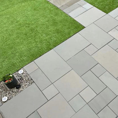Aravalli Grey Indian 20mm Sandstone Paving Slabs - Sawn & Honed - Patio Kit