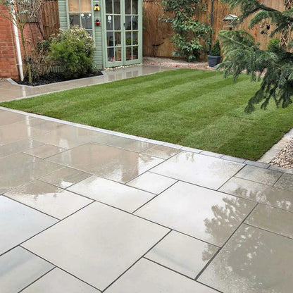 Aravalli Grey Indian 20mm Sandstone Paving Slabs - Sawn & Honed - Patio Kit