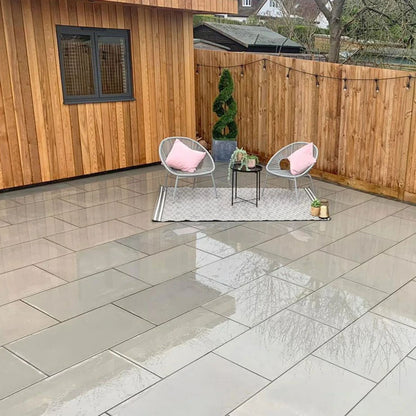 Aravalli Grey Indian 20mm Sandstone Paving Slabs - Sawn & Honed
