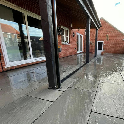 Aravalli Grey Indian 22mm Sandstone Paving Slabs - Tumbled