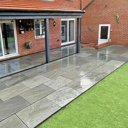 Aravalli Grey Indian 22mm Sandstone Paving Slabs - Tumbled