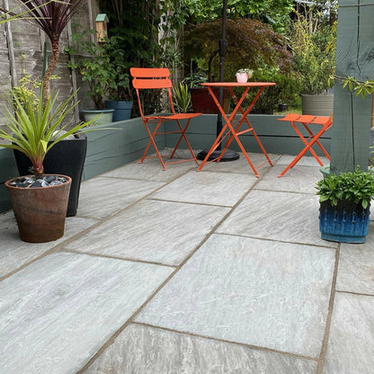 Aravalli Grey Indian 22mm Sandstone Paving Slabs - Tumbled