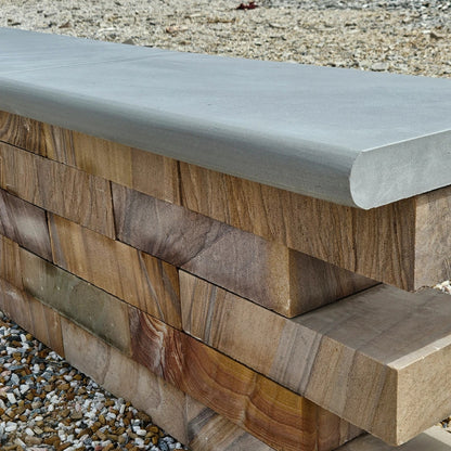 Aravalli Grey Indian 40mm Sandstone - Sawn & Honed - Bullnose Steps - 900x400mm