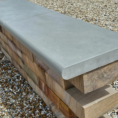 Aravalli Grey Indian 40mm Sandstone - Sawn & Honed - Bullnose Steps - 900x400mm