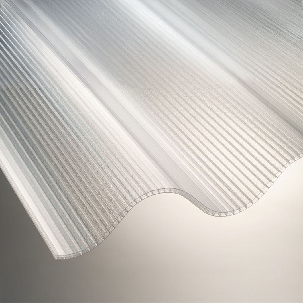 Ariel Plastics 25mm Clear Corolite CST Iron Profile 13/3" Twinwall Corrugated Polycarbonate Sheet - JJ Building Materials