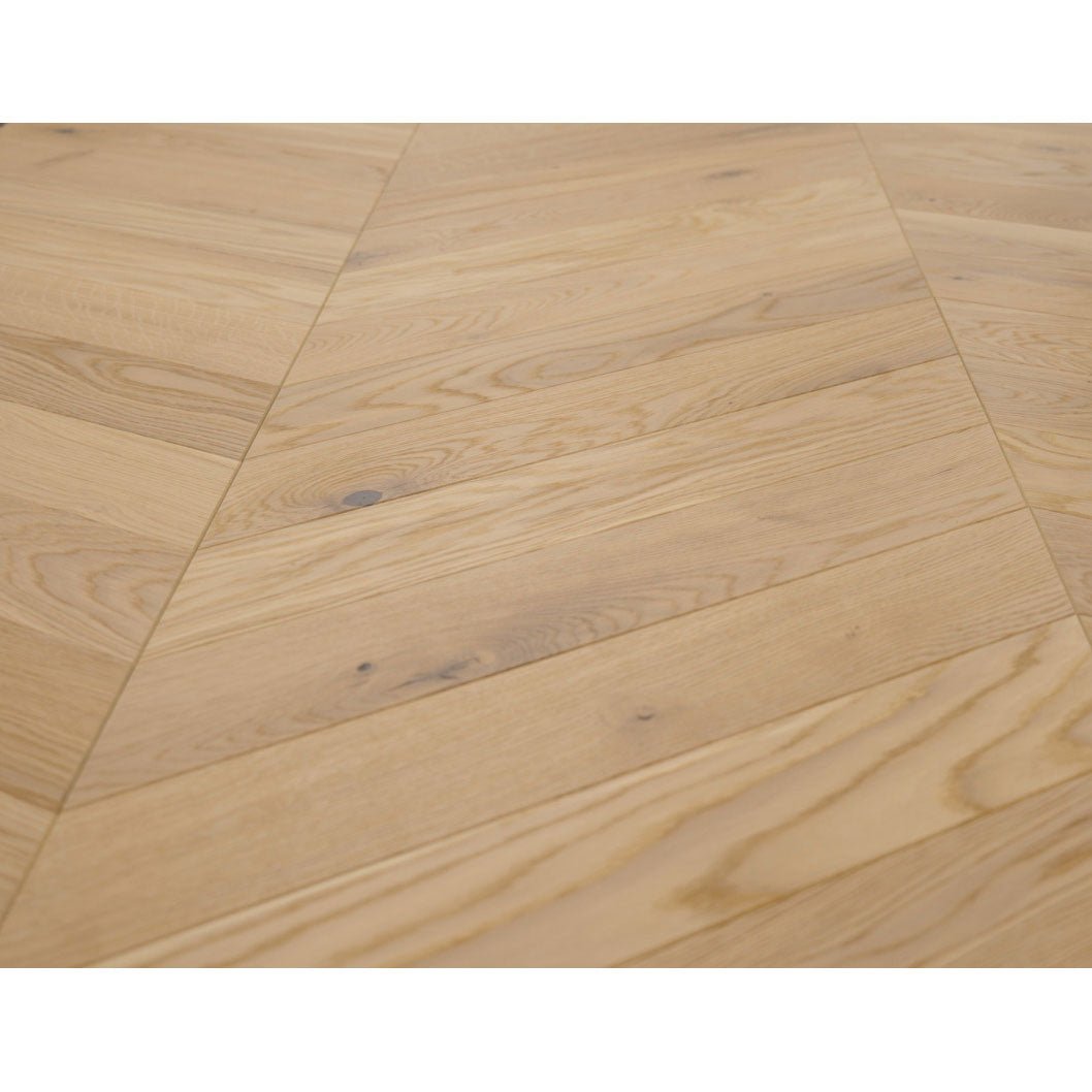 Bathford Oak Chevron Brushed Fusion Hybrid Engineered Wood Flooring - 1.568m2 Pack Size | Parquet Range - JJ Building Materials