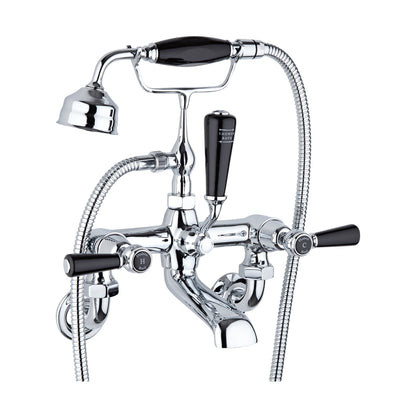 Hudson Reed Topaz Wall Mounted Bath Shower Mixer Trad Chrome Brass 320x350x155mm - BC404DLWM